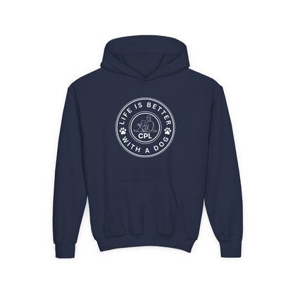 Life is Better with a Dog Kids Gildan Hooded Sweatshirt